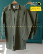 ست تونیک و شلوار لینن تابستونی خنک سبز ارتشی