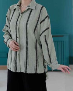 تونیک کوک دوزی جدید رنگ راه راه سبز