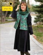 کت و دامن مخمل و ژاکارد سرمه ای عروسکی