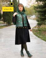 کت و دامن مخمل و ژاکارد سرمه ای عروسکی سبز