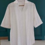 شومیز لینن طرحدار آستین کوتاه اقتصادی