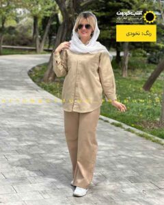 شومیز لینن حصیری خنک تابستونی کرم تیره