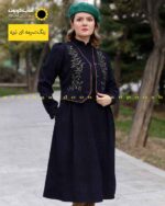 پیراهن عروسکی مخمل ژیله دار سرمه ای تیره