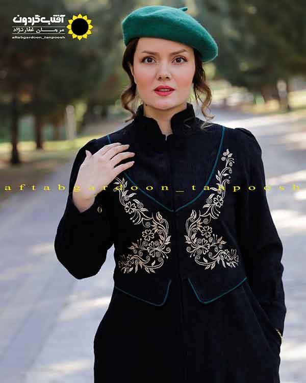 مانتو بلند مخمل کبریتی مغزی دوزی