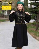 پیراهن عروسکی مخمل ژیله دار مشکی گلدوزی شده