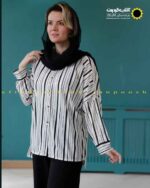شومیز طرحدار مراکشی قواره دار مشکی راه راه
