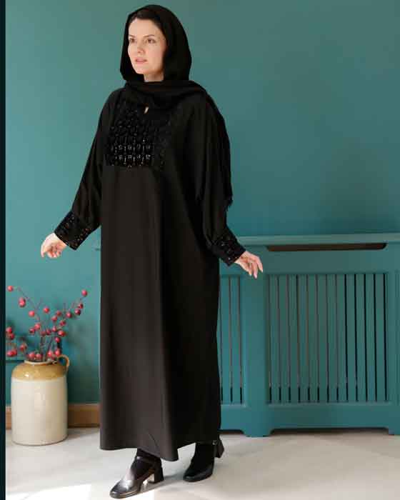 عبا مشکی کار شده کد 315
