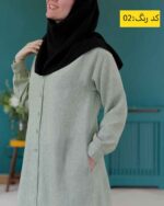 مانتو دکمه دار مناسب دانشگاه و محل کار سبز روشن کاهویی