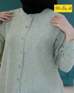 مانتو دکمه دار مناسب دانشگاه و محل کار سبز روشن کاهویی