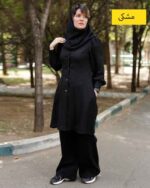 مانتو کمرجذب پیلی دار،دکمه خور مشکی دانشجویی