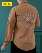 شومیز گلدوزی شده اسپرت نخودی تیره