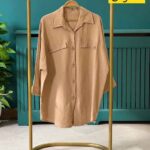 شومیز قواره بزرگ جیب دار با قد بلند اقتصادی کرم