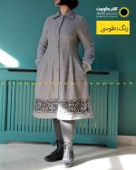 پالتو فوتر گلدوزی طوسی موشی