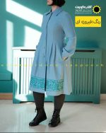 پالتو فوتر گلدوزی فیروزه ای تیره