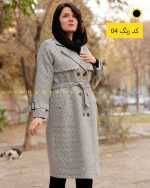 پالتو فوتر بلند آستر دار دکمه دار خاکستری ذغالی