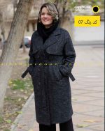 پالتو فوتر بلند آستر دار دکمه دار شنل دار سرمه ای