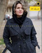 پالتو فوتر بلند آستر دار دکمه دار شنل دار سرمه ای روشن