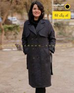 پالتو فوتر بلند آستر دار دکمه دار ذغالی تیره