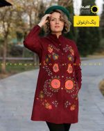 مانتو یقه گرد مخمل ارغوانی روشن