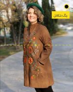 مانتو یقه گرد مخمل گلدوزی شده