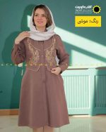مانتو مازراتی مغزی دوزی گلدوزی موشی تیره
