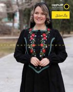 پیراهن مخمل کبریتی گلدوزی مشکی