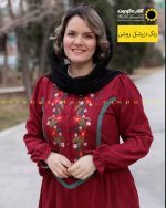 پیراهن مخمل کبریتی گلدوزی