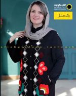 مانتو مخمل دکمه دار مشکی