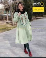 پیراهن مخمل کبریتی آدامسی روشن